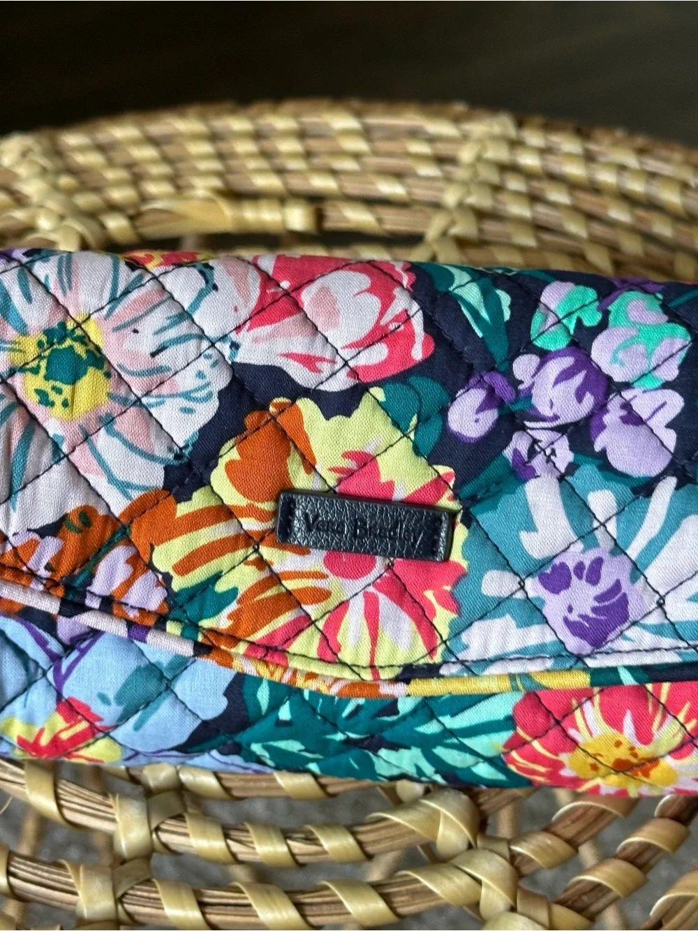 Vera Bradley Teal Floral Quilted Cosmetic Clutch